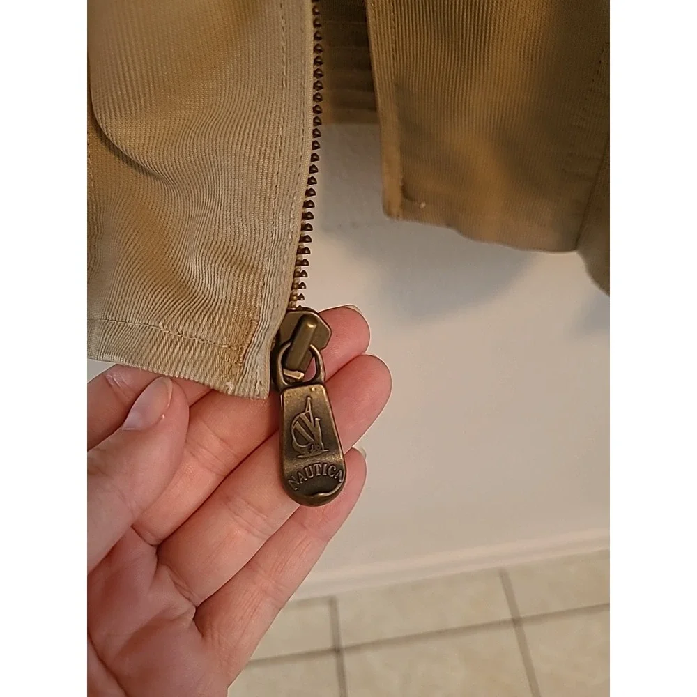 Vintage Nautica Tan Zip Jacket  Mens Large‎ Lined Corduroy 90s